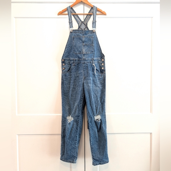 Celebrity Pink Denim - CELEBRITY PINK Women's Distressed Blue Denim Bib Overalls Size Small
